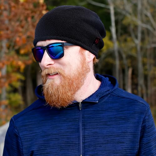 Lvaiz Winter Beanie for Men Women Warm Fleece Lined Reversible Skull Cap - color: Ink Blue