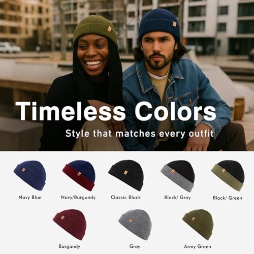TOP-EX Merino Wool Fisherman Beanie for Men Women, Knit Watch Cap Winter - color: Classic Black, size: Medium-Large