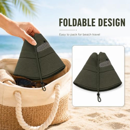 Wide Brim Sun Hat for Men Women UV Protection Bucket Fishing Hats - color: Army Green Solid