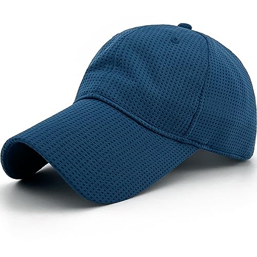 Long Brim Golf/Running Hat Full Mesh Baseball Cap Breathable - color: Navy, size: One Size