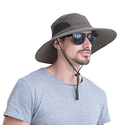 YR.Lover.Outdoor Boonie Men and Women's Hat Sun Protection Waterproof Cap for Safari Fishing Hunting Bucket Hat - color: Army Green