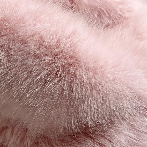 Dikoaina Faux Fur Bucket Hat for Women Girl – Oversized Brim, Super Soft & Fluffy Winter Hat - color: Pink