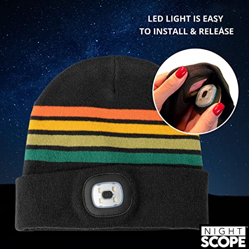 Classic Rechargeable LED Warm Knit Beanie Head Light Hat Headlamp for Outdoor Activities - color: Navigator
