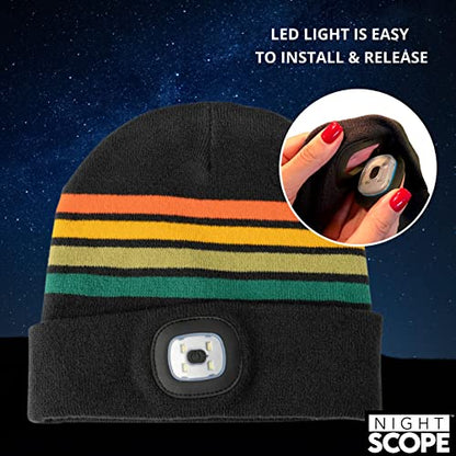 Classic Rechargeable LED Warm Knit Beanie Head Light Hat Headlamp for Outdoor Activities - color: Navigator