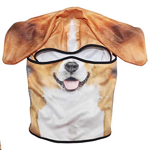 WTACTFUL 3D Animal Ears Balaclava, Breathable Face Mask for Halloween - color: Beagle Funny Mss-05