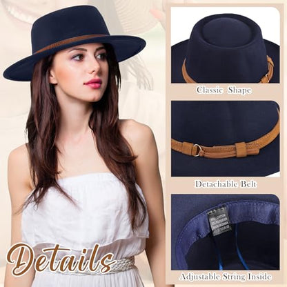 Hercicy Wool Fedora Hat for Women - color: Black, Wine, Dark Blue, Dark Green