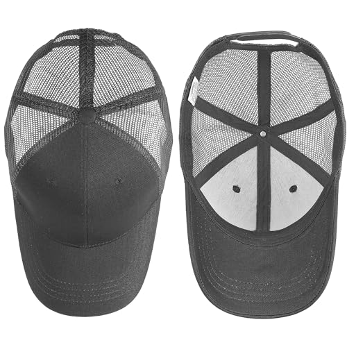 Falari Trucker Hat Baseball Cap Structured Plain Design 6 Panel, Adjustable Size - color: 1pk Dark Gray