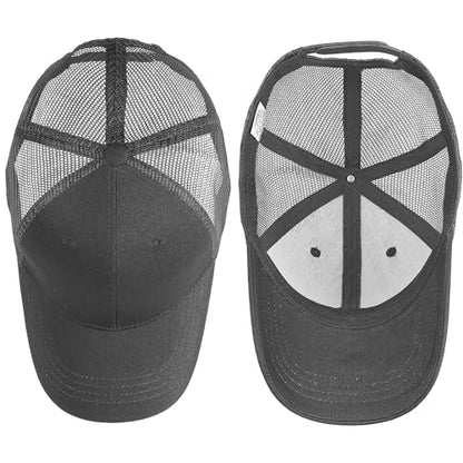 Falari Trucker Hat Baseball Cap Structured Plain Design 6 Panel, Adjustable Size - color: 1pk Dark Gray