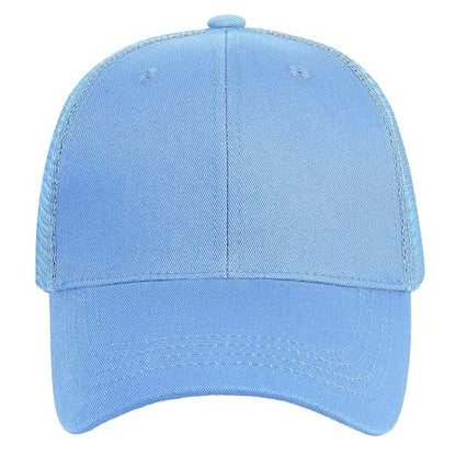 Falari Trucker Hat Baseball Cap Structured Plain Design 6 Panel, Adjustable Size - color: 1pk Sky Blue