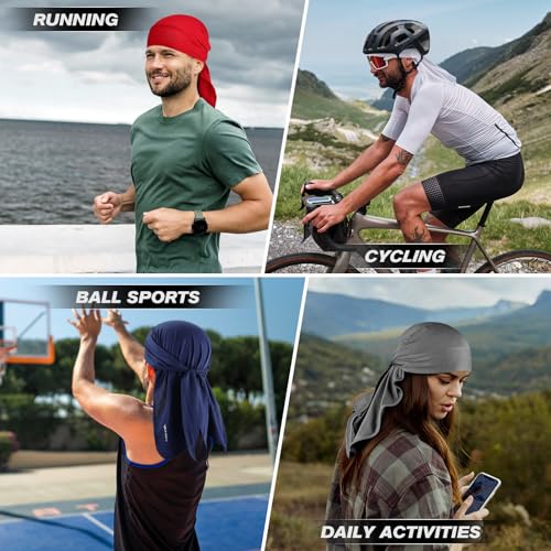 YANIKY Bandanas Skull Caps for Men, Do Rag Women Breathable Helmet Liner - color: Blue