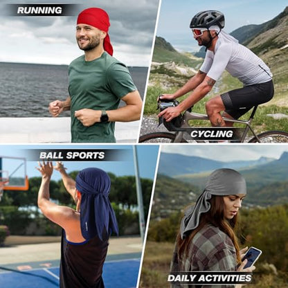 YANIKY Bandanas Skull Caps for Men, Do Rag Women Breathable Helmet Liner - color: Blue