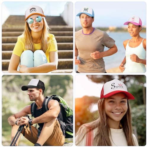 Ultrafun 10 Pack Trucker Hat Mesh Sublimation Blank Hats Adjustable Baseball Caps Hats for Men Women - color: Brown White