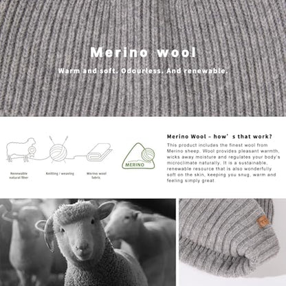 TOP-EX PolarWool™ 100% Merino Wool Short Fisherman Beanie Men Women - color: Light Grey, size: Medium-Large