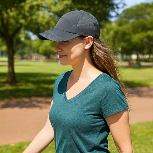Sport Cap Outdoor Activities Adjustable Quick Dry Sun Hat Cap Men and Women Baseball Hiking Fishing Golf - color: Black & Gray