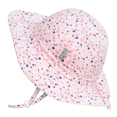 JAN & JUL Adjustable Cotton Floppy Sun Hat with 50+ UPF Protection for Girls - color: Pink Blossoms, size: 2-5T