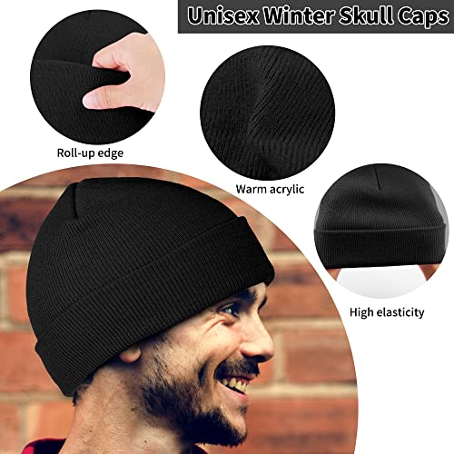 Cooraby 3 Pack Unisex Winter Skull Cap Beanies Knitted Cuff Hats Caps Roll-up Edge Beanie Hats for Men Women Outdoors - color: Black, Heather Grey, Jujube Red