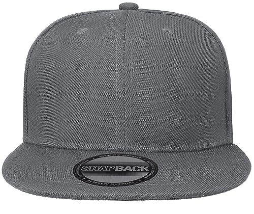 Gelante Snapback Hats for Men - Flat Bill Brim Baseball Cap Hat - Plain Blank Adjustable - color: Dark Grey