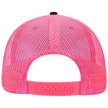 OTTO 6 Panel Low Profile Contrast Vertical Mesh Back Cap - color: Blk/Blk/N.pnk