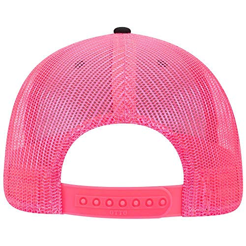 OTTO 6 Panel Low Profile Contrast Vertical Mesh Back Cap - color: Blk/Blk/N.pnk