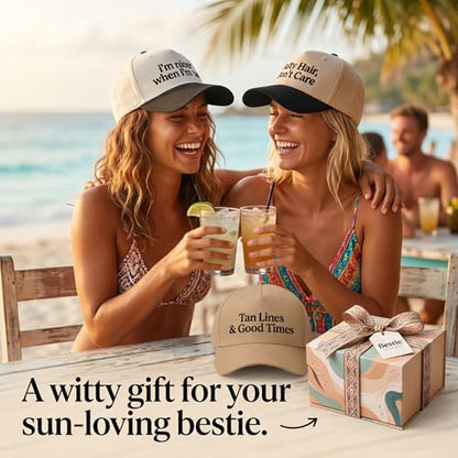Funny Trucker Hat for Women - I'm Nicer When I'm Tan Embroidered Baseball Cap - Adjustable Summer Sun Hat for Beach - color: I'm Nicer When I'm Tan Red