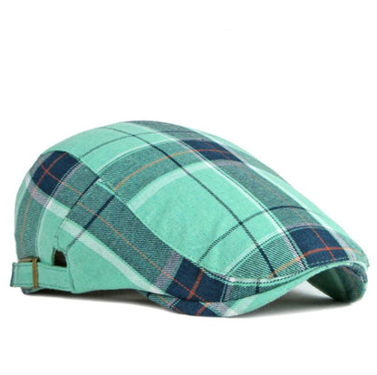 Unisex Classic Plaid Beret Newsboy Hats Flat Sun Hat Sport Golf Baseball Caps Cabbie Driving Cap Hats for Women Men - color: Light Green