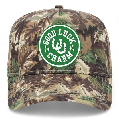 Good Luck Charm Circle Hat | Premium Adjustable Snapback Baseball Trucker Hats for Men & Women - color: Camo