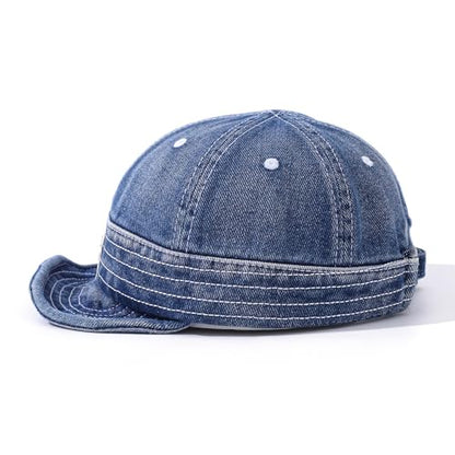 Denim Short Brim Hats for Men Women Stylish Short Bill Baseball Cap Soft Flat Brim Snapback Trucker Hat Cadet Cap - color: Mg-dym2574-denim Blue