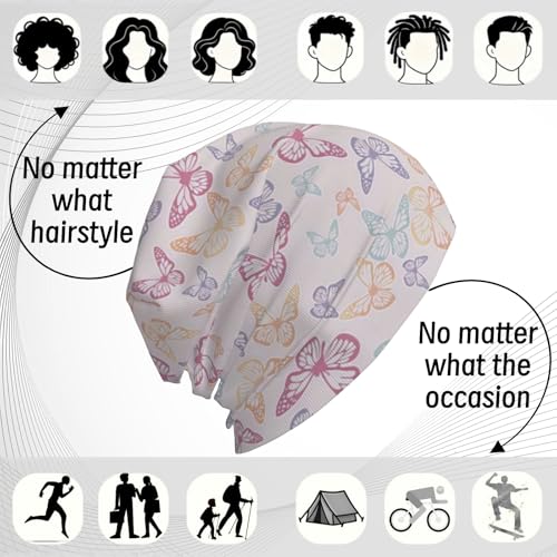 Unisex Stretch Knit Beanie Hat - color: Retro Butterfly