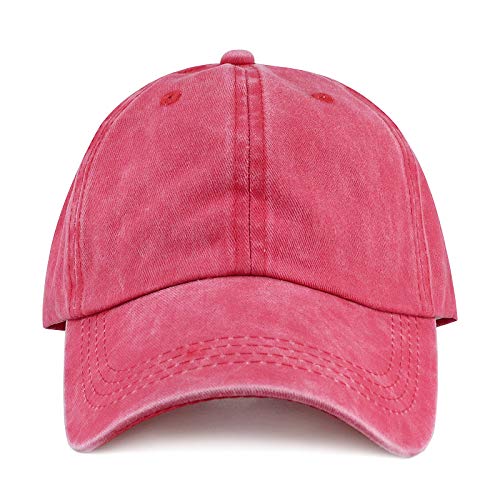 Glamorstar Classic Unisex Baseball Cap Adjustable Washed Dyed Cotton Ball Hat - color: Watermelon Red