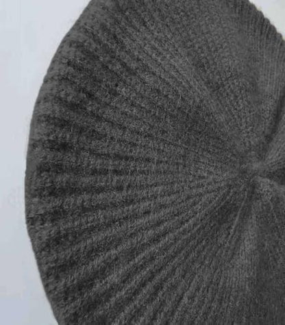 Cashmere Berets Hats Women Winter Warm Merino Wool Knitted Oversized Beige Beanie - color: Grey