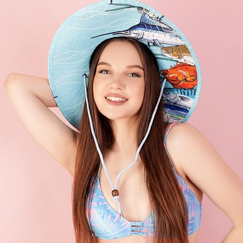 Malabar Hat Fabric Pattern Print Straw Sunhat Men & Women - color: A Group of Fish