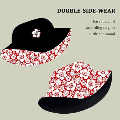 Bucket Hat for Men Women Funny Holiday Fishing Hat Cute Fisherman Cap - color: Hibiscus Flower
