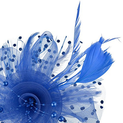 AQOKKA Women Fascinators Hats Flower Fascinators with Headband and Clip Tea Party Headwear for Women and Girls - color: 1 Pc 7" Diameter / Blue