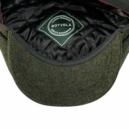 BOTVELA Men's 8 Panel Wool Blend Newsboy Flat Cap - color: Green, size: 7 3/8