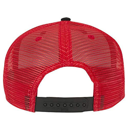 OTTO SNAP Hawaiian Pattern Square Flat Visor 6 Panel Pro Style Snapback Hat - color: Blk/Blk/Red