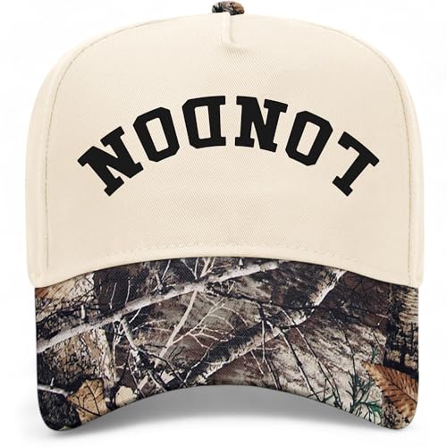 London Upside Down Hat | Premium Adjustable Snapback Baseball Vintage Trucker Hat for Men & Women - color: Tree Camo/Natural
