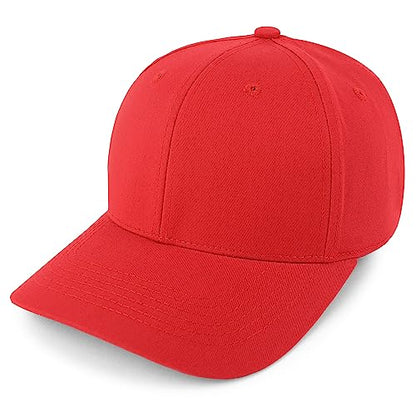 Trendy Apparel Shop Structured High Profile 6 Panel Curved Bill Snapback Baseball Cap - color: Red