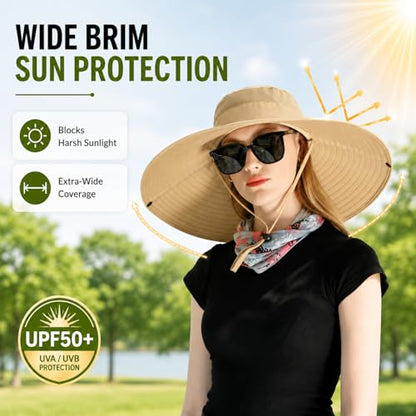 HUAMULAN Men Women 6" Wide Brim Sun Hat Summer Fishing Hats UV Protection - color: Hyp007-mise
