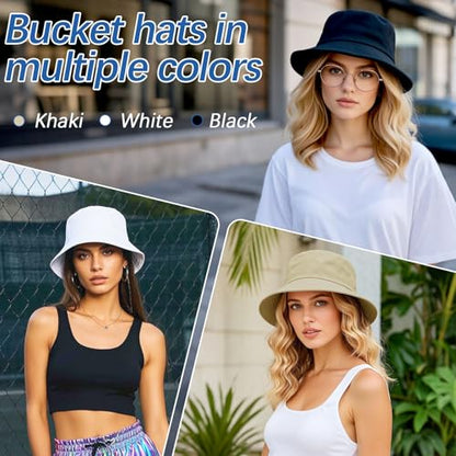 Bucket Hats Bulk Solid Color DIY Blank Hat Bucket Hats for Men, Women and Adults - color: 3pcs Khaki Bucket Hat