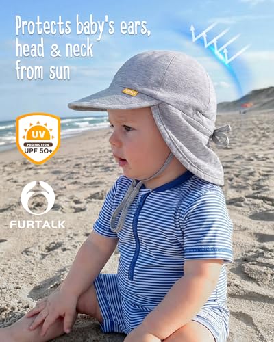 FURTALK Baby Sun Hat UPF 50+ UV Ray Sun Protection Cotton Toddler Hats for Boys Girls - color: Grey, size: 6-24 Months