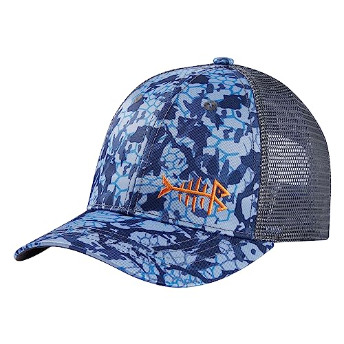 BASSDASH Altimate Fishing Hat Mesh Back for Men Women Adjustable Baseball Trucker Cap - color: Blue Scales