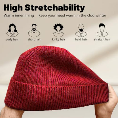 Unisex Winter Beanie for Men Women Soft Fleece Lined Warm Knit Hat - color: Red