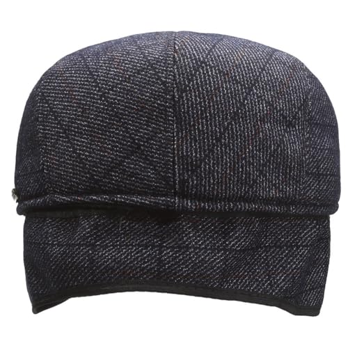 Men's Newsboy Cap with Earflaps Flat Ivy Caps Gatsby Golf Cabbie Hats - color: Black Square