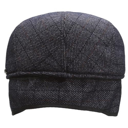 Men's Newsboy Cap with Earflaps Flat Ivy Caps Gatsby Golf Cabbie Hats - color: Black Square