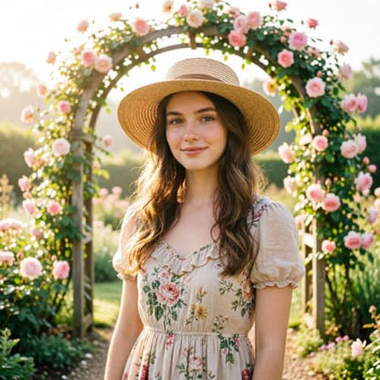 DRESHOW Women Straw Panama Hat Travel Fedora Beach Sun Hat Summer Wide Brim Straw Roll up Hats UPF 50+ - color: Fedora Hat: Khaki (Brown Ribbon)