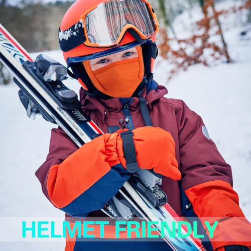 GoxRunx Kids Balaclava Ski Mask,Fleece Face Mask Neck Warmer for Boys Girls,Windproof Face Cover for Cold Weather - color: Orange