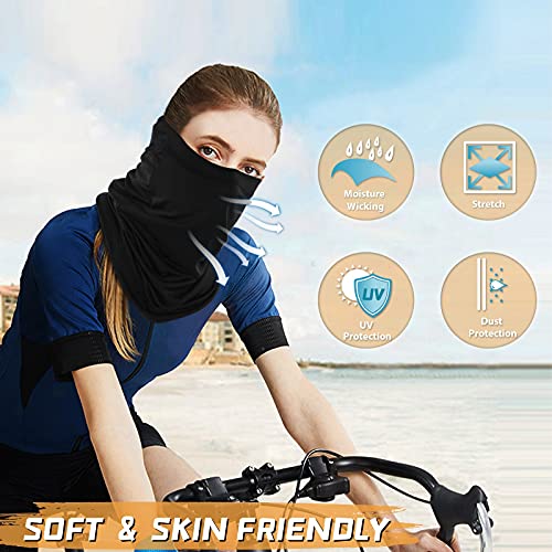 Neck Gaiter Face Mask: Cooling UV Protection Face Cover Breathable - color: Black&grey&green&blue