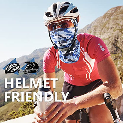 Balaclava Ski Mask, Sun Protection Breathable Face Cover Men Women - color: Camo Blue