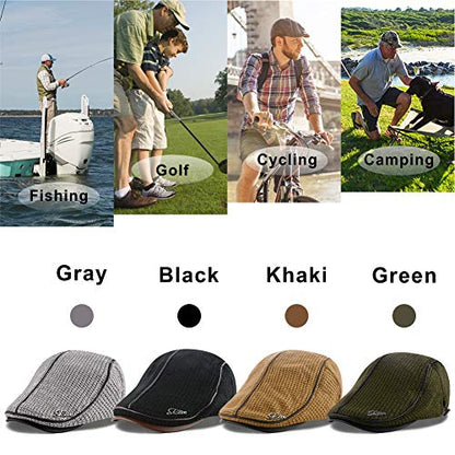 M MOACC Men Beret Hat Cotton Adjustable Newsboy Hats Cabbie Gatsby Cap Driving Flat Caps - color: Hat-t7-green