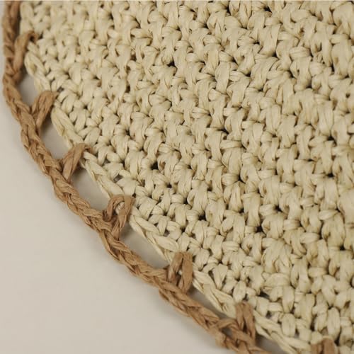 Women Straw Sun Hat Summer Beach Hats Foldable Floppy Cap Wide Brim Bucket Hat Solid Handmade Sun Protection Caps - color: Dot-khaki